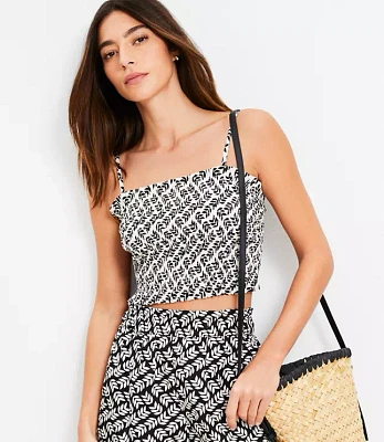 LOFT Beach Leafed Poplin Smocked Cami