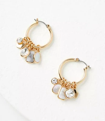 Mother Of Pearl Charm Hoop Earrings
