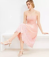Petite Daisy Eyelet Sweetheart Strappy Midi Dress