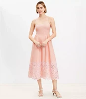 Petite Daisy Eyelet Sweetheart Strappy Midi Dress