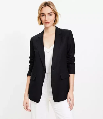 Petite Linen Blend Fluid Modern Blazer