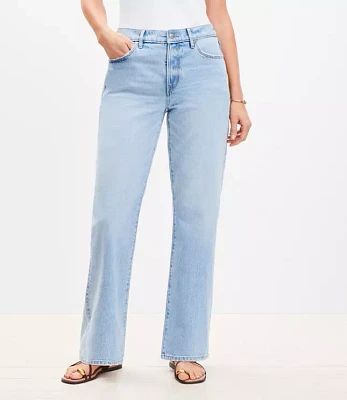 Petite Curvy Mid Rise Relaxed Straight Jeans Wash