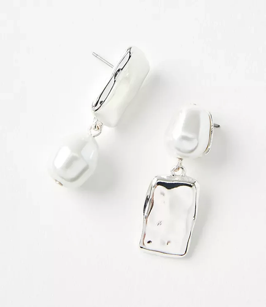 Pearlized Asymmetrical Drop Earrings
