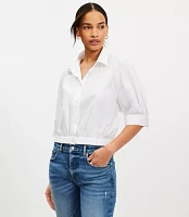 Poplin Elasticized Hem Blouse