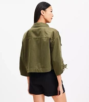 Petite Tie Sleeve Twill Utility Jacket