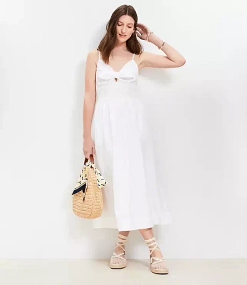 Petite Tie Poplin Midi Pocket Dress
