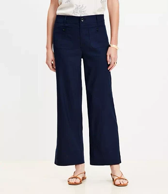 Petite Curvy Palmer Wide Leg Crop Pants in Linen Blend