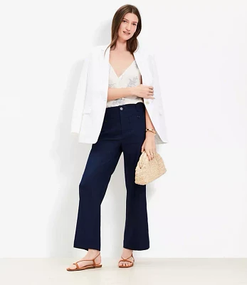 Petite Palmer Wide Leg Crop Pants Linen Blend