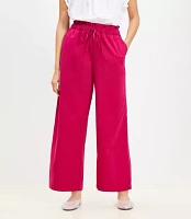 Petite Breezy Wide Leg Ankle Pants Twill