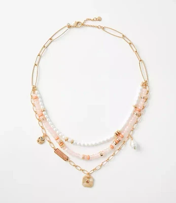 Pearlized Layered Charm Statement Necklace