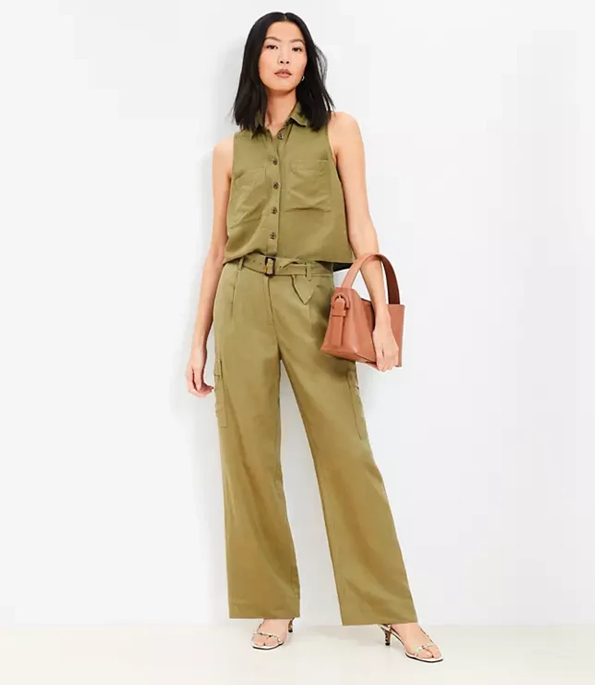 Tall Drapey Cargo Pants Linen Blend