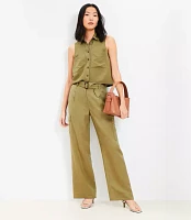 Tall Drapey Cargo Pants Linen Blend