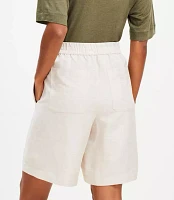 Pull On Bermuda Shorts Linen Blend