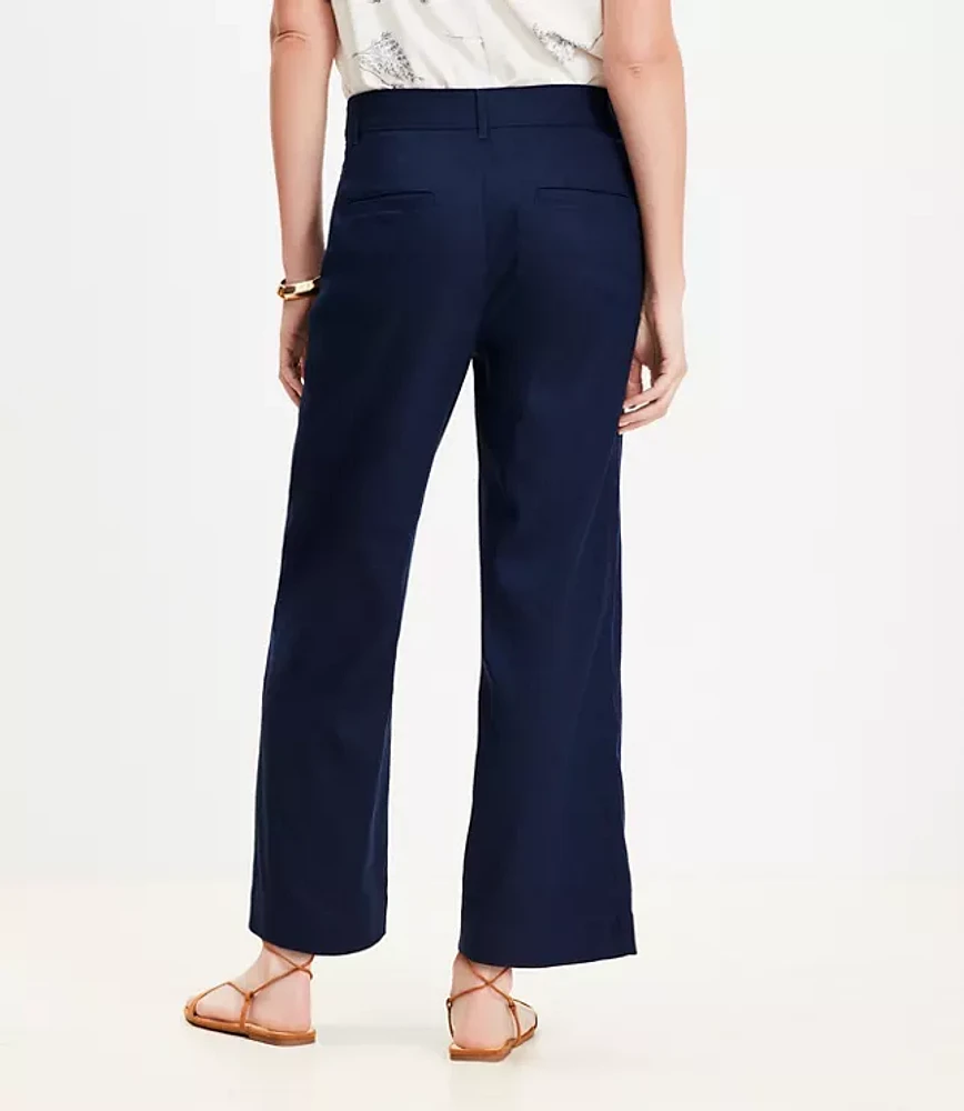 Curvy Palmer Wide Leg Crop Pants in Linen Blend