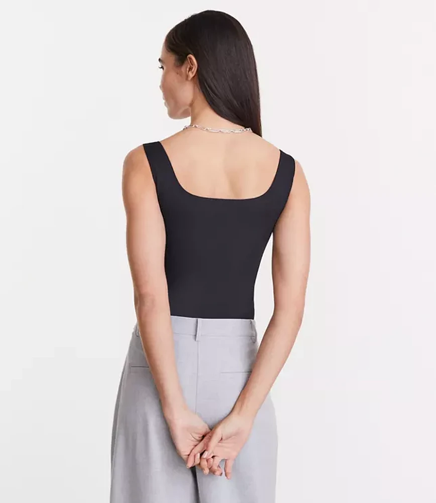 Petite LOFT Versa Ribbed Square Neck Bodysuit
