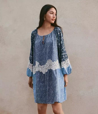 Petite Lace Paisley Tie Mini Pocket Dress