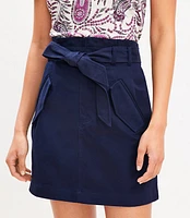 Tie Waist Flap Pocket Skirt