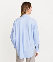 LOFT Versa Poplin Oversized Double Cuff Tunic Shirt