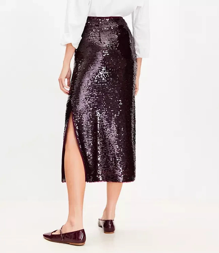 Petite Sequin Midi Skirt