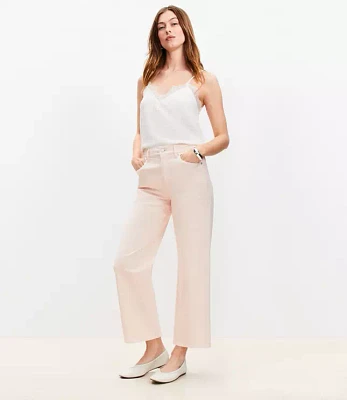 High Rise Wide Leg Crop Jeans Washed Pink