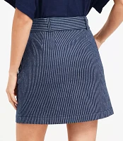 Textured Stripe Belted Mini Pocket Skirt
