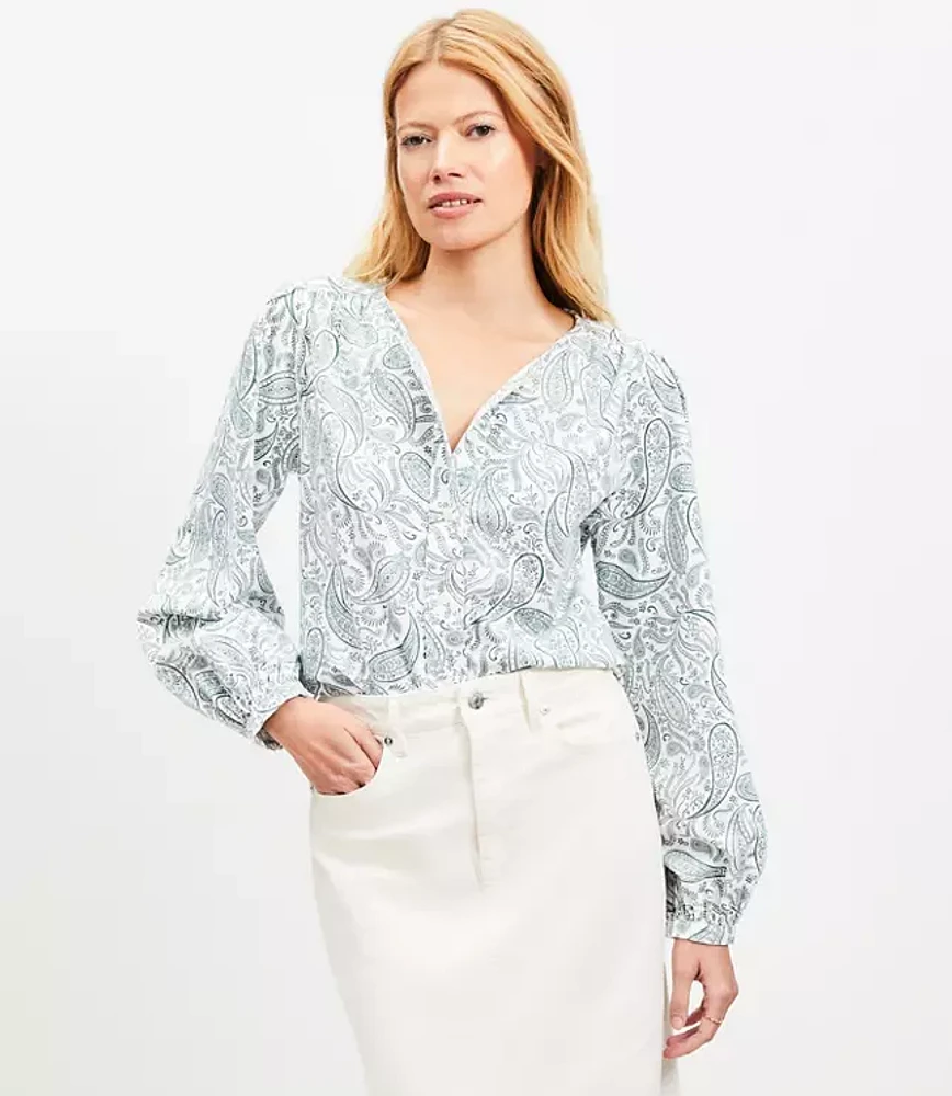 Petite Paisley Corduroy Blouse