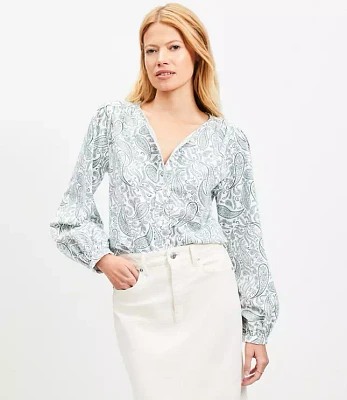 Petite Paisley Corduroy Blouse