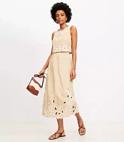 Floral Eyelet Poplin Midi Skirt