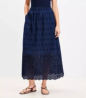 Eyelet Midi Pocket Skirt