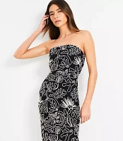 Tropical Strapless Midi Dress