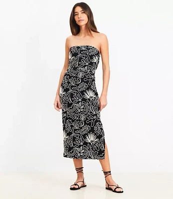 Tropical Strapless Midi Dress