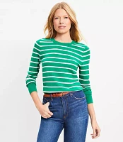 Petite Striped Metallic Button Cuff Sweater