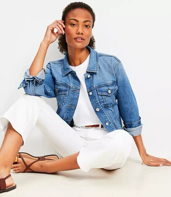 Petite Denim Trucker Jacket in Classic Mid Wash