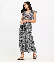 LOFT Beach Paisley Cutout Tiered Maxi Dress