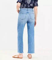 Frayed High Rise Wide Leg Crop Jeans Light Wash