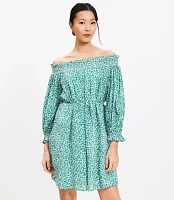 Petite Floral Smocked Off The Shoulder Mini Dress