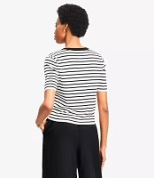 Stripe Ribbed Short Sleeve Cardigan