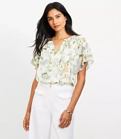 Floral Ruffle Flutter Sleeve Top