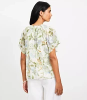 Floral Ruffle Flutter Sleeve Top