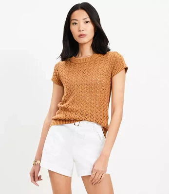 Chevron Pointelle Sweater Tee