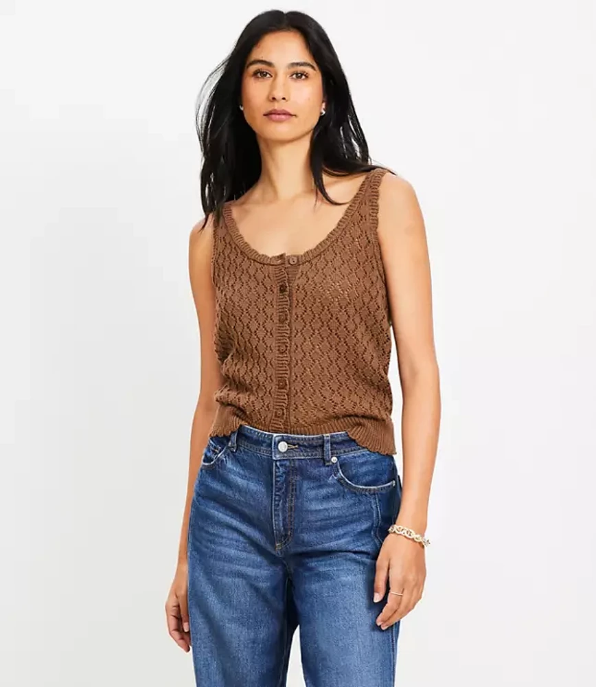 Crochet Button Sweater Tank Top