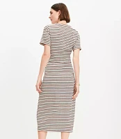 Petite Stripe Ribbed V-Neck Midi Dress
