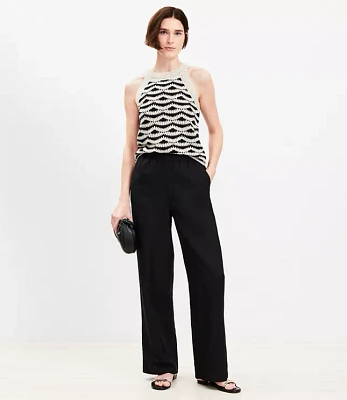 Pull On Straight Pants Linen Blend
