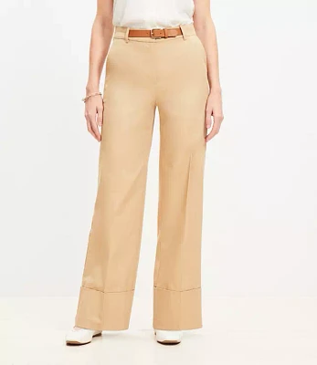 Curvy Faux Leather Belted Stovepipe Pants Twill