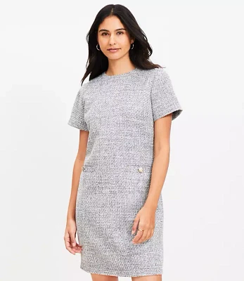Tweed Button Pocket Dress