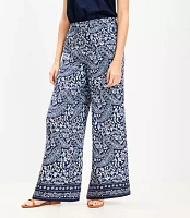 Bandana Pull On Wide Leg Pants in Linen Blend