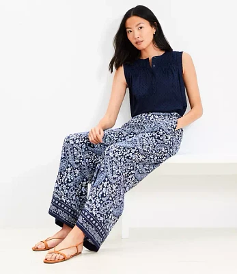 Bandana Pull On Wide Leg Pants in Linen Blend