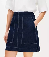 Petite Denim Utility Skirt in Rinse Wash