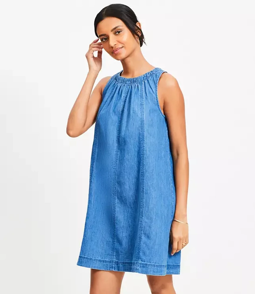 Chambray Seamed Mini Dress
