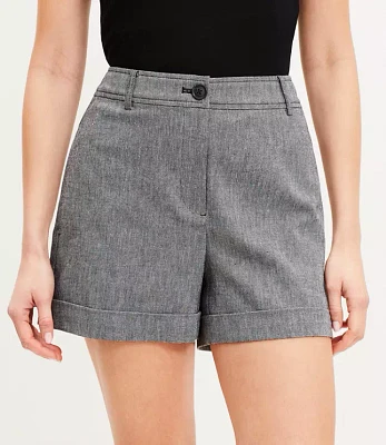 Petite Curvy Cuffed Shorts Cotton Linen